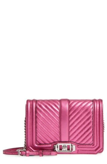 Rebecca Minkoff Small Love Metallic Leather Crossbody Bag - Pink