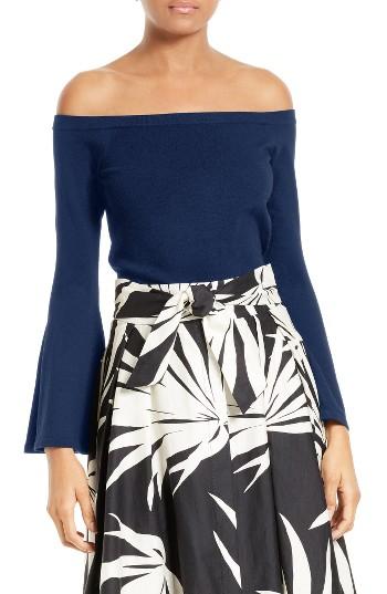 Women's Milly Selena Off The Shoulder Top, Size - Blue
