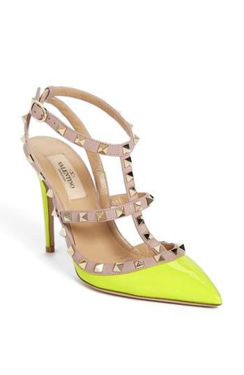 Valentino 'rockstud' T-strap Pump Yellow