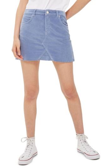 Women's Topshop Velvet Miniskirt Us (fits Like 0) - Blue