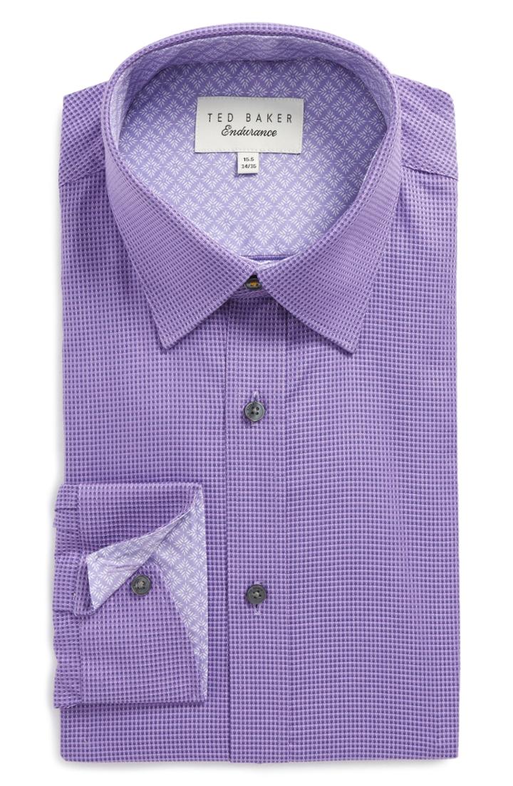 Men's Ted Baker London Endurance Dudders Trim Fit Dress Shirt 32/33 - Purple
