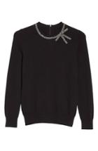 Women's Kate Spade New York Bow Embellished Sweater, Size - Black