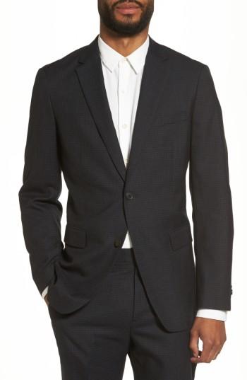Men's Theory Trim Check Sport Coat R - Blue