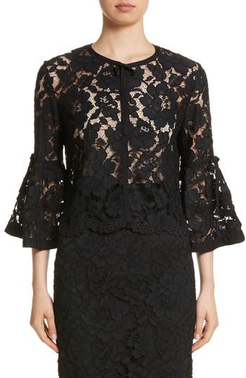 Women's Lela Rose Lace Bell Sleeve Bolero