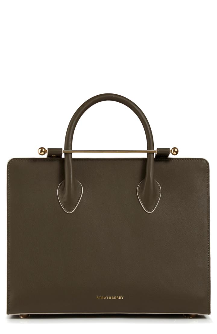 Strathberry Midi Painted Edge Leather Satchel -