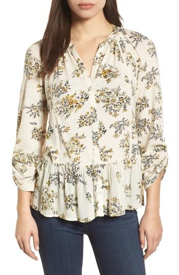 Women's Lucky Brand Floral Print Peplum Top - Ivory