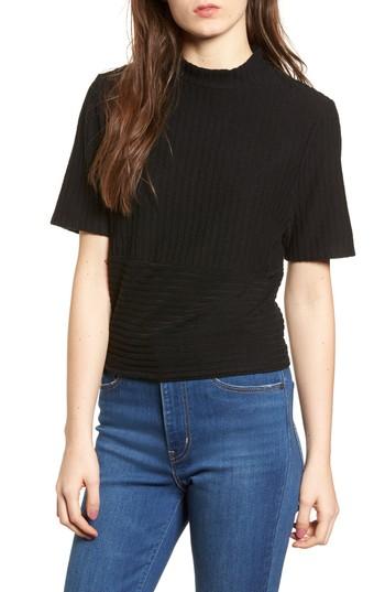 Women's Pst By Project Social T Mock Neck Ribbed Top - Black