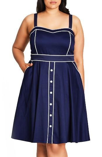 Women's City Chic Darling Contrast Piped Fit & Flare Sundress