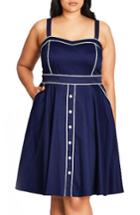 Women's City Chic Darling Contrast Piped Fit & Flare Sundress