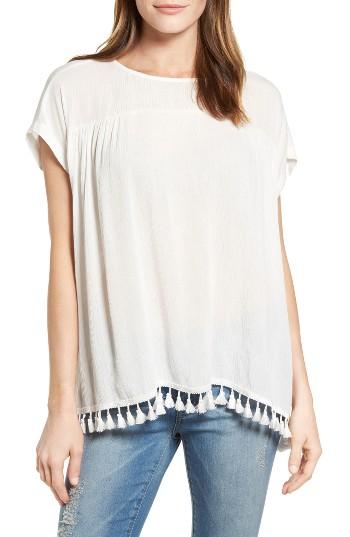 Women's Bobeau Tassel Fringe Top - Ivory