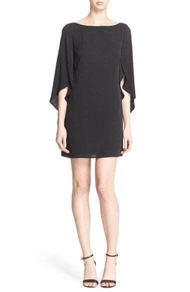 Women's Milly Butterfly Sleeve Stretch Silk Crepe Minidress - Black