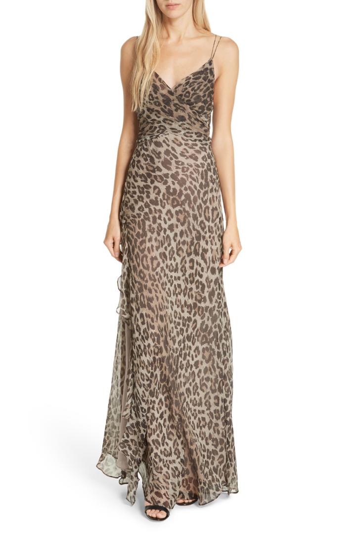 Women's Nicholas Leopard Print Silk Maxi Dress
