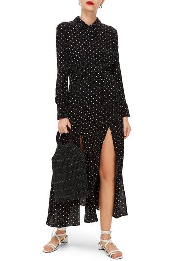 Women's Topshop Dot Print Dress Us (fits Like 0-2) - Black