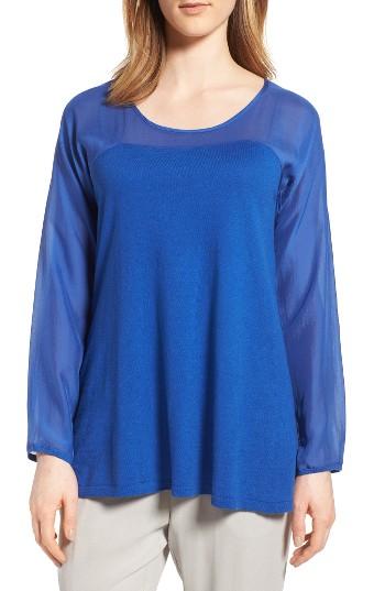 Women's Eileen Fisher Mixed Media Tunic, Size - Blue