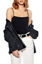 Women's Topshop Ribbed Square Neck Bodysuit Us (fits Like 0) - Black