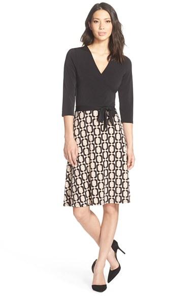Women's Leota Print Jersey Faux Wrap Dress