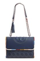 Tory Burch Fleming Piped Leather Convertible Shoulder Bag -