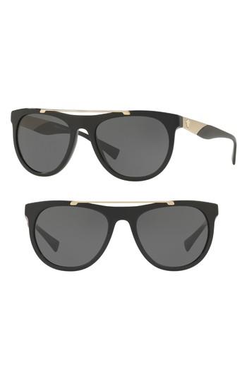 Women's Versace Medusa 56mm Brow Bar Sunglasses - Black Solid
