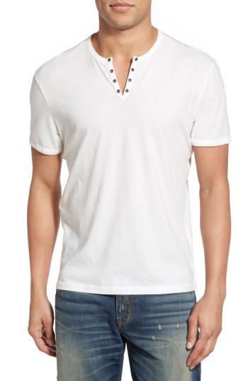 Men's John Varvatos Star Usa Eyelet Neck Henley, Size - White