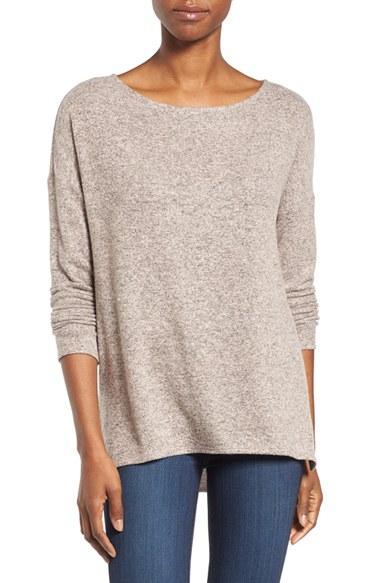 Women's Gibson Cozy Fleece Ballet Neck High/low Pullover - Pink