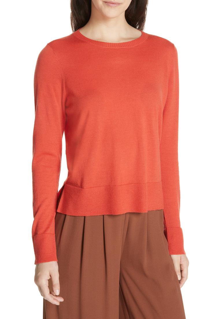 Women's Eileen Fisher Boxy Merino Wool Sweater, Size - Red