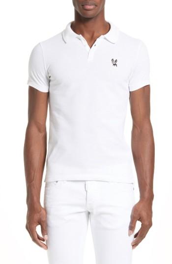 Men's Dsquared2 Ciro Dog Extra Trim Fit Polo - White