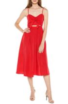 Women's Bardot Tie Front Midi Dress - Red