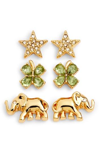 Women's Kate Spade New York Things We Love Good Luck Set Of 3 Stud Earrings