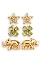 Women's Kate Spade New York Things We Love Good Luck Set Of 3 Stud Earrings