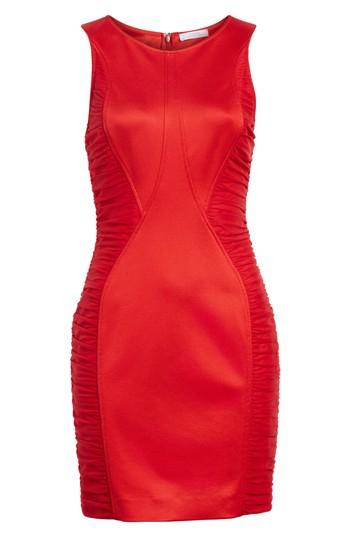 Women's Versace Collection Ruched Pique Sheath Dress Us / 44 It - Red