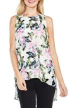 Women's Vince Camuto Glacier Floral Pleated Back Top, Size - White