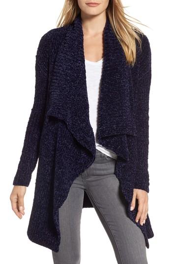 Women's Caslon Long Sleeve Chenille Cardigan - Blue