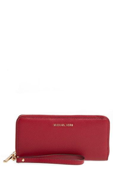 Women's Michael Michael Kors 'mercer' Leather Continental Wallet - Orange