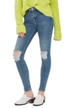 Women's Topshop Jamie Rip High Waist Skinny Jeans X 32 - Blue