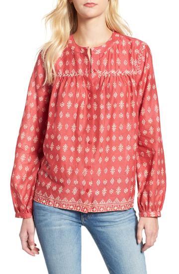 Women's Vince Camuto Manor Tie Front Peasant Top - Blue