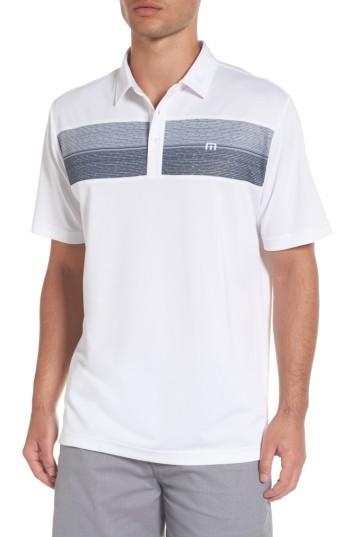 Men's Travis Mathew Wolken Stripe Front Polo, Size - White