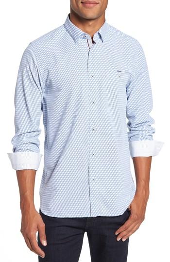 Men's Ted Baker London Wyne Slim Fit Polynosic Geo Print Sport Shirt (xxl) - White