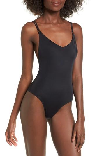 Women's Topshop Strappy One-piece Swimsuit Us (fits Like 2-4) - Black