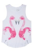 Women's Chaser Painted Flamingos Muscle Tee - White
