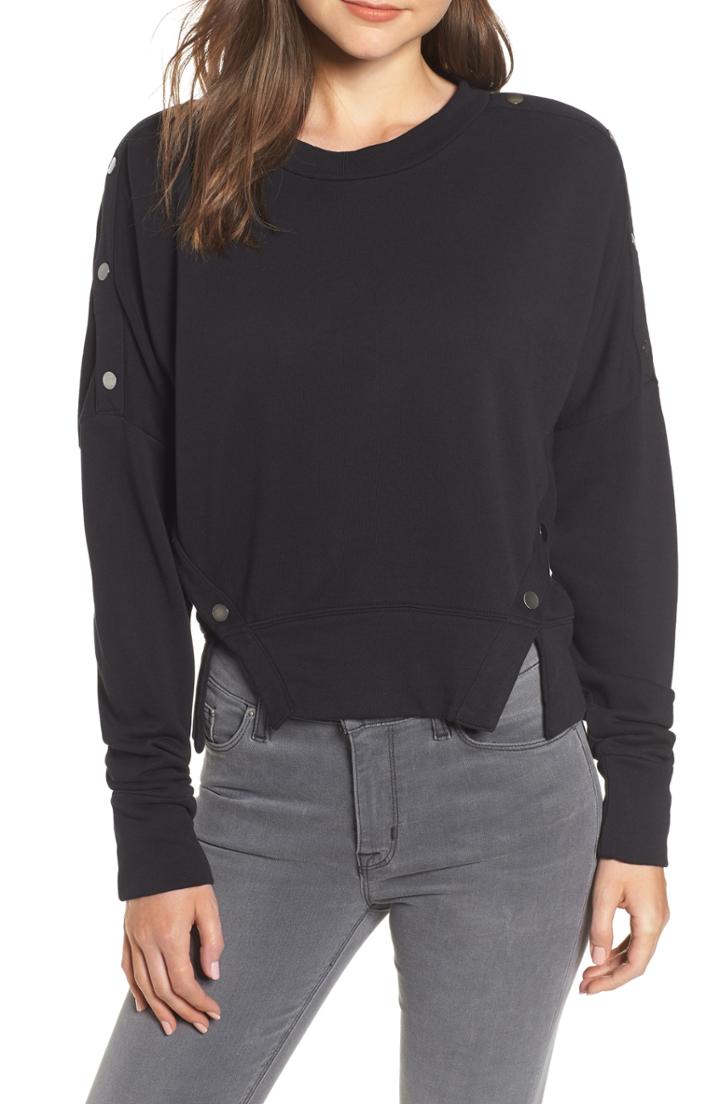 Women's Hudson Jeans Snap Sweatshirt - Black