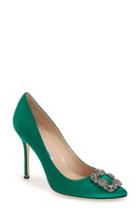 Women's Manolo Blahnik 'hangisi' Jewel Pump Us / 40eu - Green