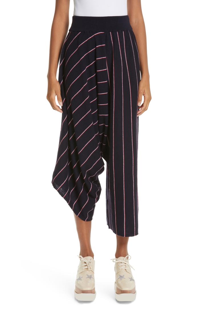 Women's Stella Mccartney Stripe Wool Knit Crop Pants