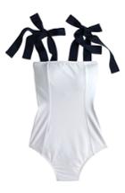 Women's J.crew Grosgrain Tie Shoulder One-piece Swimsuit - White