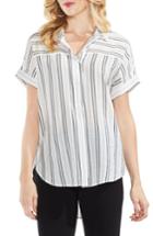 Women's Vince Camuto Stripe Henley Blouse, Size - White