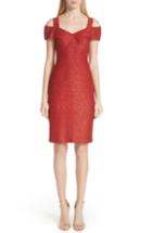 Women's St. John Collection Glamour Sequin Knit Cold Shoulder Dress - Red