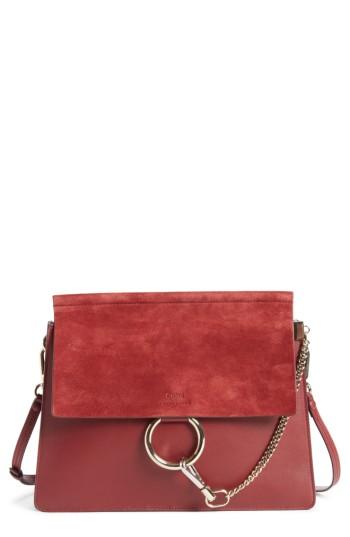 Chloe Faye Suede & Leather Shoulder Bag - Pink