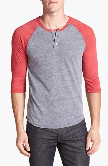Men's Alternative Trim Fit Heathered Raglan Henley - Grey
