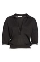 Women's Tibi Crop Knit Pullover - Black