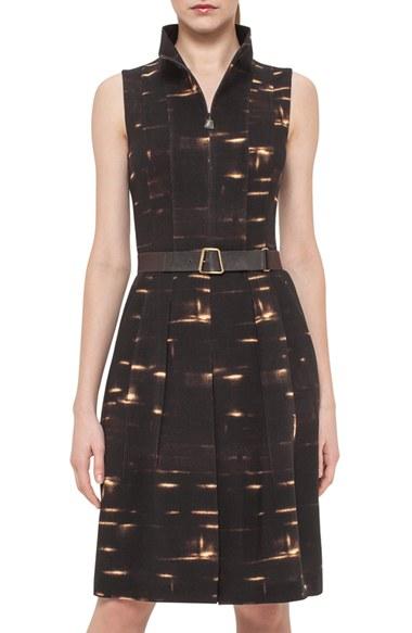 Women's Akris Gnu Print Double Face Wool Blend Dress