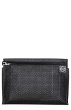 Loewe Large Logo Embossed Calfskin Leather Pouch - Black